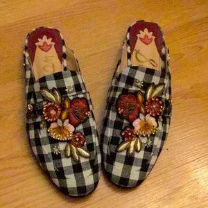 HP🔥Like New Sam Edelman gingham bejeweled Pemberly 2/mules size 6 SOLD OUT RARE